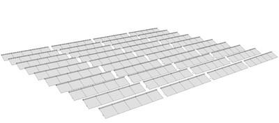 Nagy napkollektoros rendszer grafika — cca. 900 m² bruttó kollektor felület